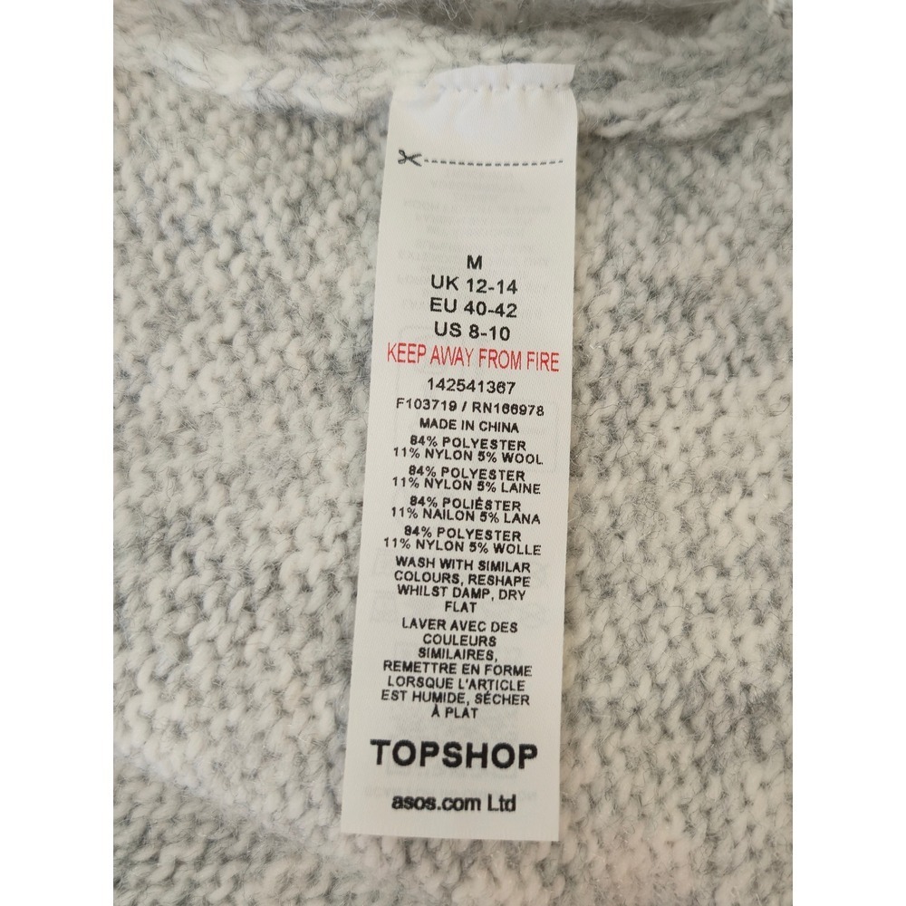 Topshop Womens M Gray Knit Split Funnel Neck Sweater Oversized Boxy NWT - Picture 9 of 15